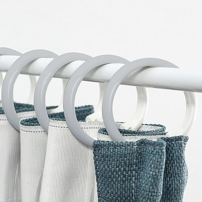 60 Pcs Metal Drapery Curtain Rings & Hooks, 30 mm Internal Diameter (Matt Silver)