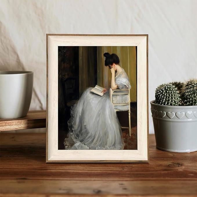 XOCUUI Vintage French Victorian Portrait Decor Famous Artwork Woman Reading Portrait Oil Painting Dark Academia Aesthetic Print 19th Century Antique Poster Retro Gallery Bedroom Decor 8x10 - Unframed