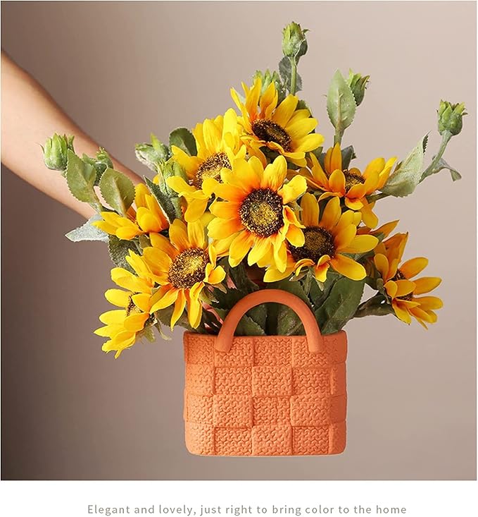 Ceramic Vase, Small Modern Flower Vase for Home Decor, Handbag Collection Creative Ceramic Floral Vases for Centerpieces, Flower Arrangement Decoration Shooting Props (Red)