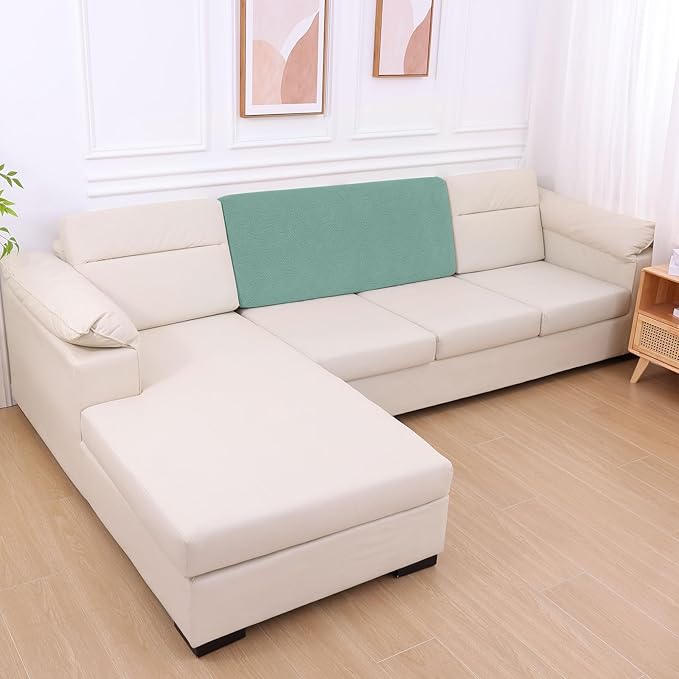 hyha Individual Couch Cushion Covers, Stretch Magic Sofa Seat Cushion Covers Washable, Dog Couch Sofa Slipcover for Pets, Kid with Elastic Bottom(Back Cover L, Green)