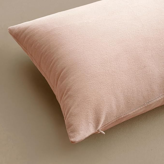 MIULEE Velvet Throw Pillow Covers 18x18 Inch, Pack of 2 - Pink, Super Soft Decorative Square Cushion Cases Modern Luxury Home Decor for Sofa,Couch,Bed,Chair