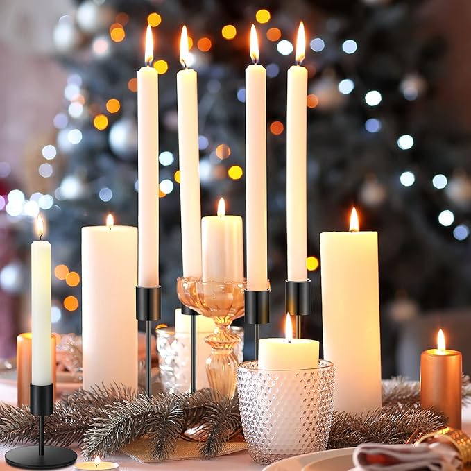 Sieral Candle Holders Bulk Taper Candlesticks Holders Set Modern Decorative Metal Candelabras for Wedding Anniversary Home Dinning Table Centerpiece Xmas Party Decor(Matte Black,36 Pcs)