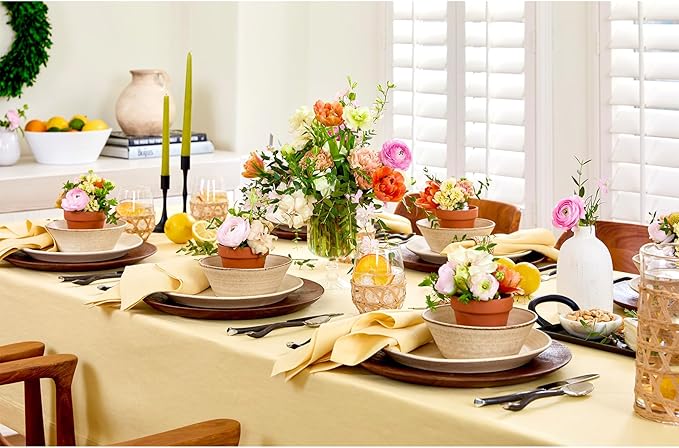 Solino Home Linen Tablecloth 60 x 132 Inch - 100% Pure Linen Golden Straw Table Cloth for Rectangle Tables - Fete, Machine Washable Tablecloth for Fall, Autumn, Thanksgiving