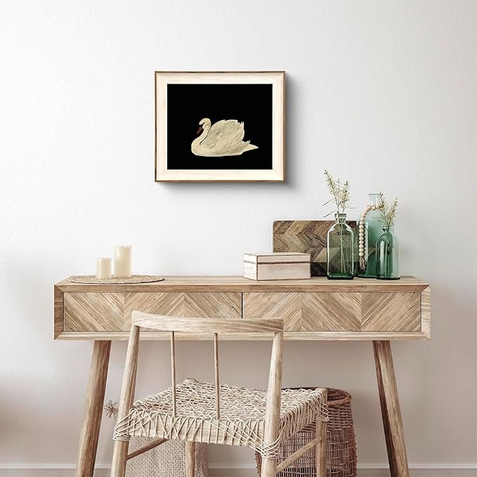 XOCUUI Vintage Swan Canvas Wall Art for Living Room, Vintage Home Decor Animal Oil Painting Summer Room Decor Bathroom Wall Decor, Swan Black And White Wall Art Prints - 11" X 14" - Unframed