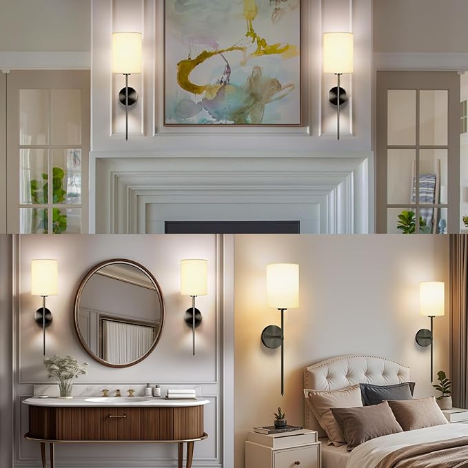 Battery Operated Wall Sconce Set of Two, Rechargeable Wireless Sconces with Dimmable Detachable Magnetic Bulbs and Remote, 15 Colors Wall Lights for Bedroom Living Room Hallway Fireplace