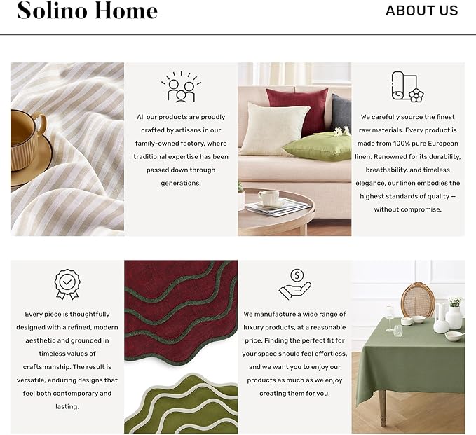 Solino Home White Placemats Set of 4-100% Pure Linen Placemats 14 x 14 Inch for Winter, Christmas, Holiday, New Year - Fete