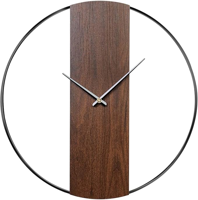 Wall Clock Decorative Modern Minimalist Wall Clocks for Living Room Decor, 16 Inch Silent Non Ticking Battery Operated Rustic Big Clock with Walnut Dial for Bedroom, Kitchen, Farmhouse, Office