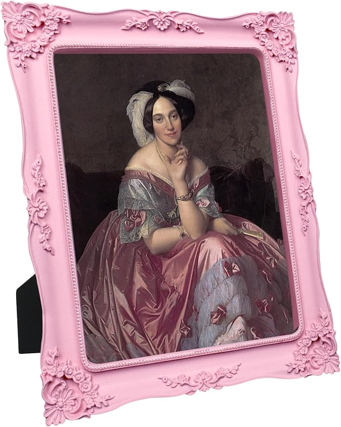 Pink Picture Frame 8x10 Victorian Picture Frame Vintage Antique Ornate Baroque for Wall or Tabletop Display, Gallery Wall Art Fits 8x10 or 5x7 Photo with Mat