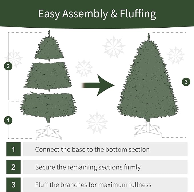 Puleo International 7.5ft Pre-Lit Slim Fraser Fir Christmas Tree with 350 Clear Lights, 1188 Realistic Dense Branch Tips, Easy Setup Artificial Trees with Sturdy Metal Stand