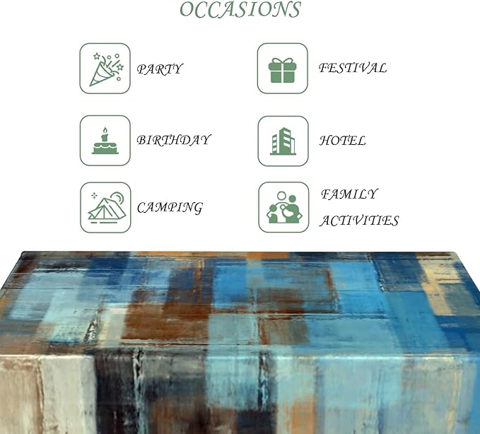 70x90 Inch Modern Abstract Art Rectangle Tablecloth Blue Brown Gradient Painting Geometric Color Block Grunge Table Cloth Waterproof Durable Table Cover for Kitchen Picnic Bedroom Home Party