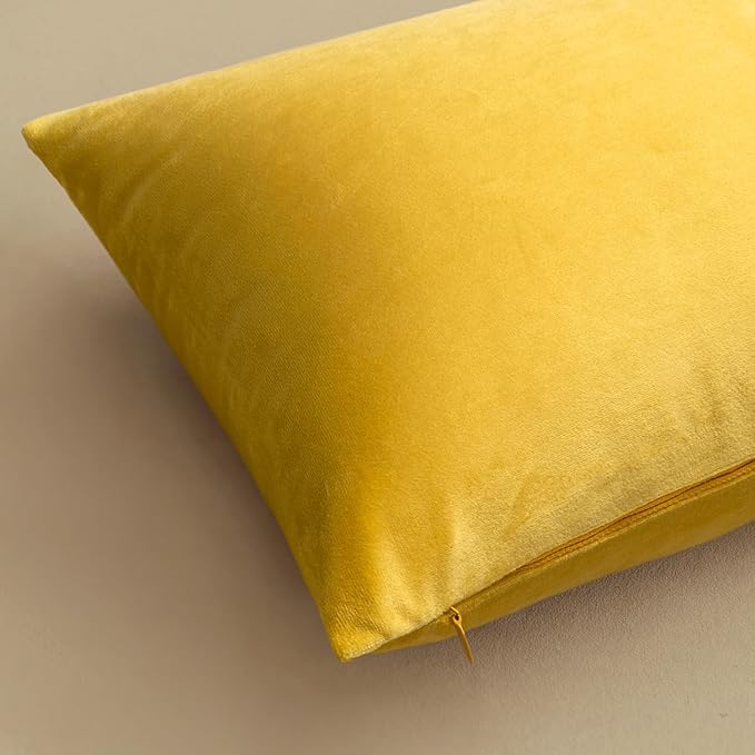 MIULEE Mustard Yellow Pillow Covers 16x16 Inch Decorative Velvet Throw Pillow Covers Farmhouse Modern Home Decor for Couch Sofa Bedroom Living Room