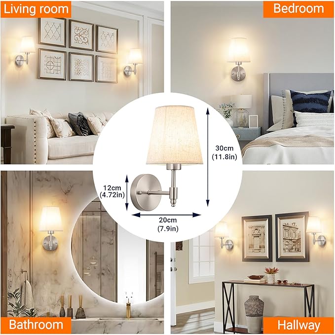 Battery Operated Wall Sconces Set of Two, Indoor Wireless Wall Mounted Lamp with 10000mAh Dimmable Bulb and Remote, RGB Colors Rechargeable Wall Light for Bedroom Living Room Decor