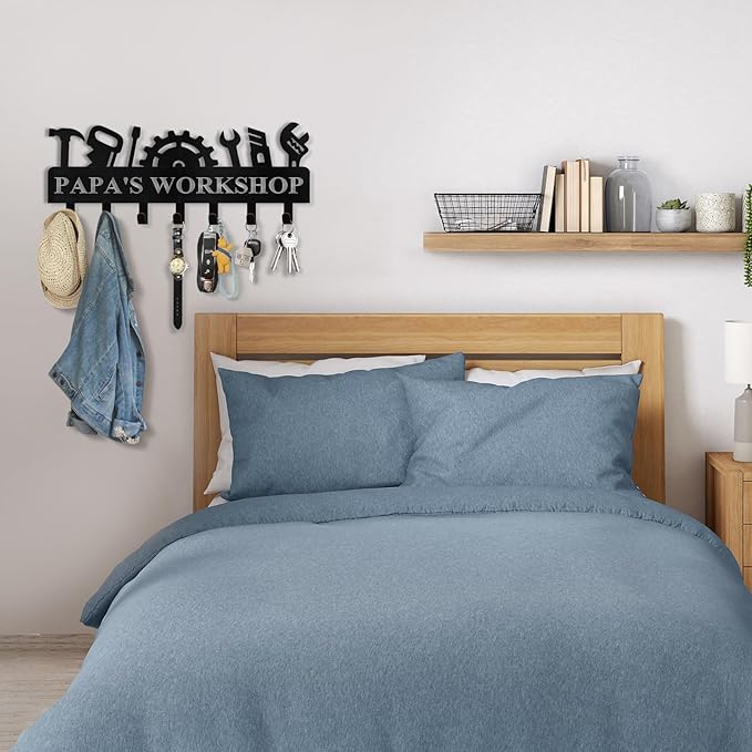 Custom Key Holder for Wall - Workshop Key Hooks for Wall Organizer, Personalized Coat Rack Key Holder with Name, Personalized Father Gifts, Key Hanger Decor for Garage Workshop Office