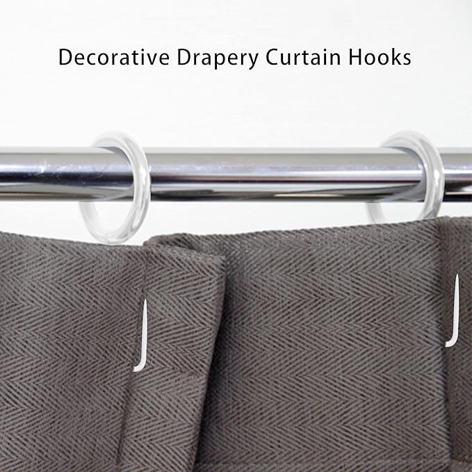 60 Pcs Metal Drapery Rings & Curtain Hooks, 30 mm Internal Diameter Hanging Rings for Curtains and Rods (White)