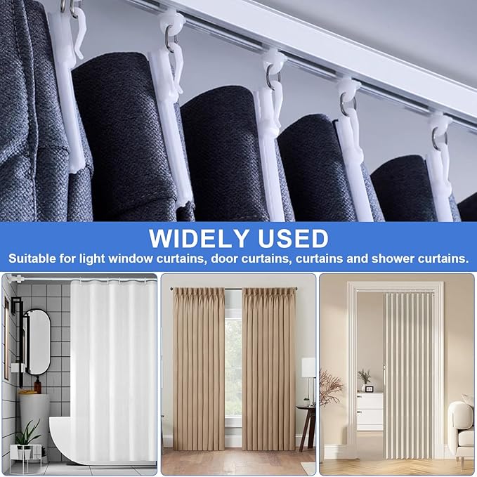 80 Pcs Plastic Curtain Hooks Adjustable Pinch Pleat Hook Ratchet Mechanism Pinch Pleat Design Drapes Clips for Drapes Window Door and Shower Curtains