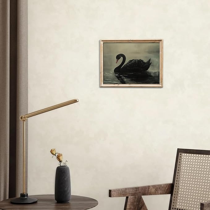 uniro Black Swan Retro Wall Art Gothic Home Decor Dark Academia Wall Art Prints Victorian Goth Print Dark Cottagecore Wall Art Moody Vintage Oil Painting Aesthetic