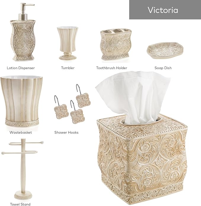 Creative Scents Victoria Hand Soap Dispenser for Bathroom - Decorative Countertop Lotion Dispenser - Dish Soap Dispenser for Liquid Soap and Lotion with Durable Pump (Beige)