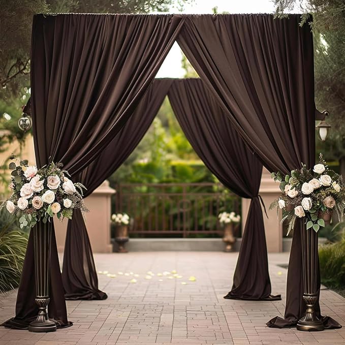 10ft x 10ft Wrinkle Free Brown Backdrop Curtains for Parties, Polyester Photo Backdrop Drapes 2 Panels 5x10ft for Wedding Birthday Party Photography Background Photoshoot