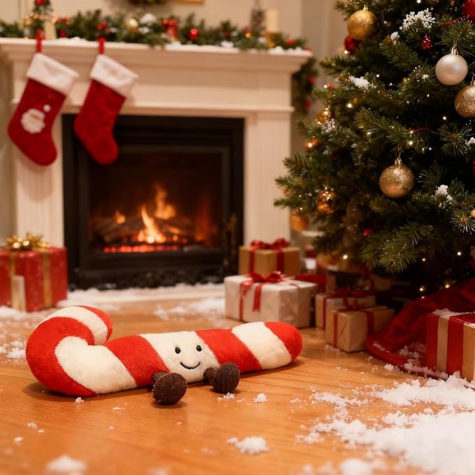 Candy Cane Pillow Christmas Plush Soft Plush Stuffed Candy Cane Decor for Bed, Couch, Kawaii Birthday Gifts for Kids