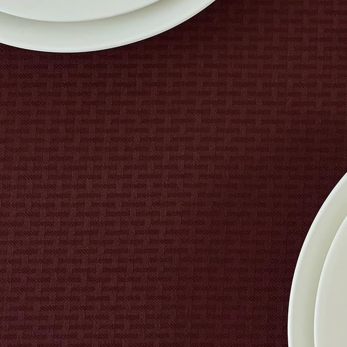 maxmill Tablecloth Weaved Texture Stain Resistant Waterproof, Wrinkle Resistant Washable Table Cloth, Fabric Table Cover for Dining Room, Indoor Outdoor Use, Rectangle 60 x 120 Inch, Burgundy