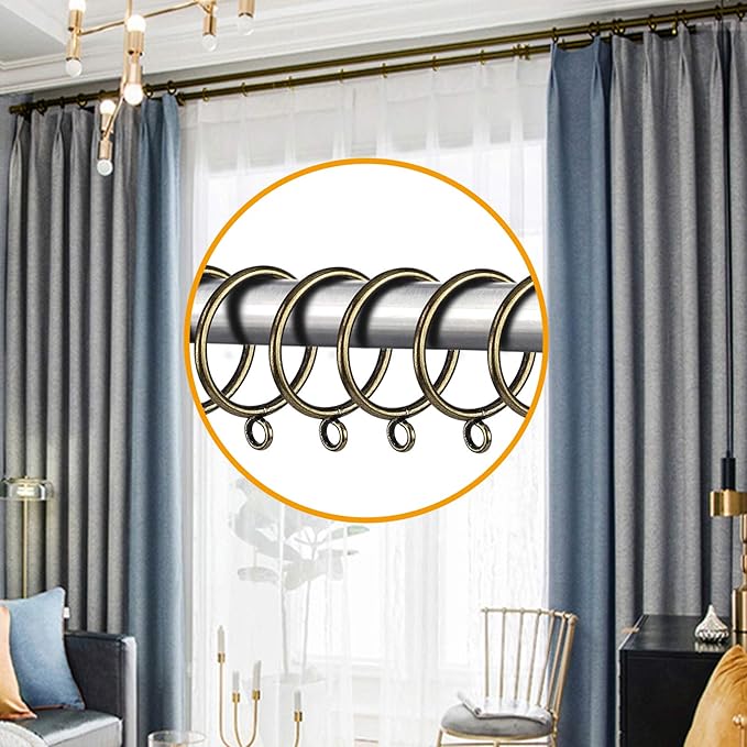 42 PCS Curtain Rings, 1.5 inch Metal Curtain Drape Sliding Eyelet Rings-Hanging Rings for Curtains and Rods, Fits Up to 1 1/4-Inch Rod, Antique Bronze(Clips Not Included)