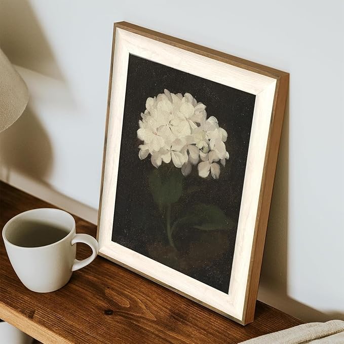 XOCUUI Unframed Wall Art for Living Room Decoration Canvas Room Decor White Hydrangea Oil Painting Canvas Prints Bedroom Bathroom Wall Art Kitchen Office Wall Decor 11x16in