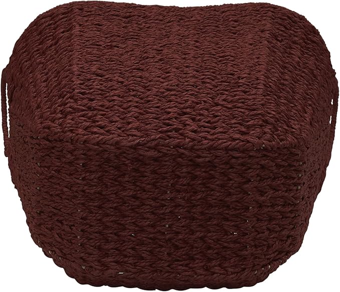 Household Essentials Paper Rope Basket with Handles, Natural Woven Woven Storage Basket, Great for Decoration or Organization