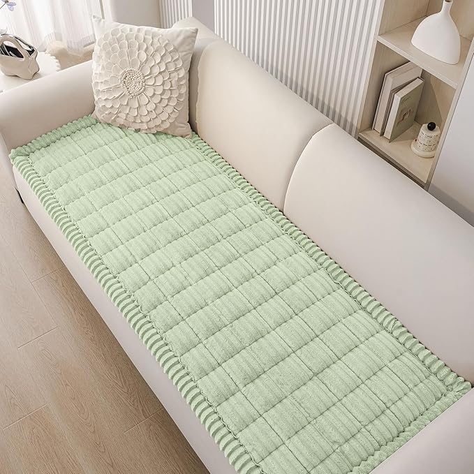 Smiry Couch Cover for Dogs Washable, Non Slip Fuzzy Pet Couch Covers for 3 Cushion Sofa Pet Friendly, Thick Soft Sofa Slipcovers Cushion Protector (Green, 27.6" x 88")