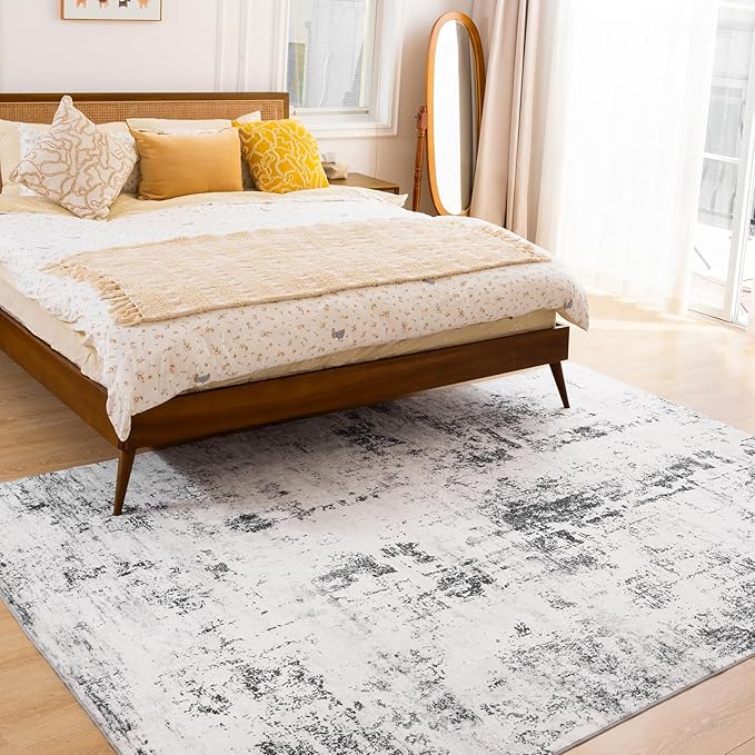 UMINEUX Washable Area Rug 5'x7' Large Modern Abstract Living Room Rug with Anti-Slip Rubber Backing, Ultra Soft Low Pile Rugs Carpet for Dining Room Bedroom Home Office Decor