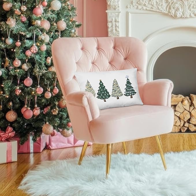 KEUSPI Green Christmas Decorations Christmas Tree Pillow Covers 12x20,Green Christmases Decor,Christmas Trees Xmas Pillow Cases Cushion Covers,Xmas Decor Pillow Covers for Bedroom