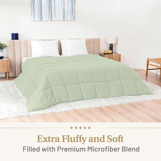 Down Alternative Comforter Twin Size - Green Comforter Fluffy All Season Winter - Luxury Breathable Light Green Comforter - Twin Sage Green 68x86 inches