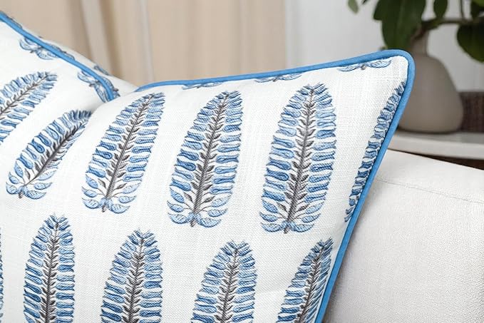 Thorpe Printed Decorative Square Accent Throw Pillow Cover - Decor for Living Room, Sofa, Chair, Patio, Car, Balcony, Bench, Porch, Nursery, Office, Bedroom - 20x20 Inches, Blue