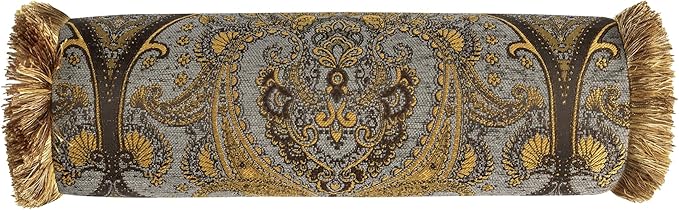 Loom and Mill 9-Piece Jacquard Comforter Set, Luxury Classic Antique Comforter Queen Sets, Ultra Soft Damask Bedding with Euro Shams, Bedskirt, Filled Decorative Pillow for Home (Bronze Gold, Queen)