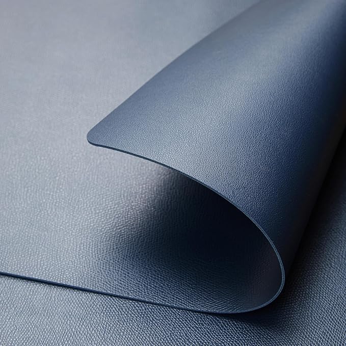DOLOPL Placemats Set of 6, Faux Leather Heat Resistant Placemats - Waterproof - Anti Slip Table Place Mats, Washable Wipeable Outdoor Placemats for Kitchen Dining Room Table Decorations, Navy Blue