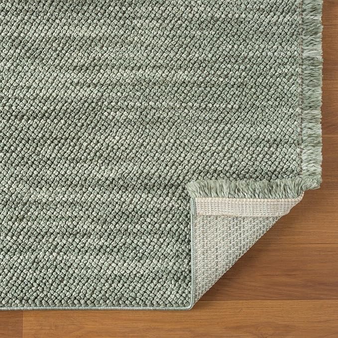 LUXE WEAVERS Solid Machine Woven Green 9x12 Area Rug, Indoor Stain-Resistant Carpet
