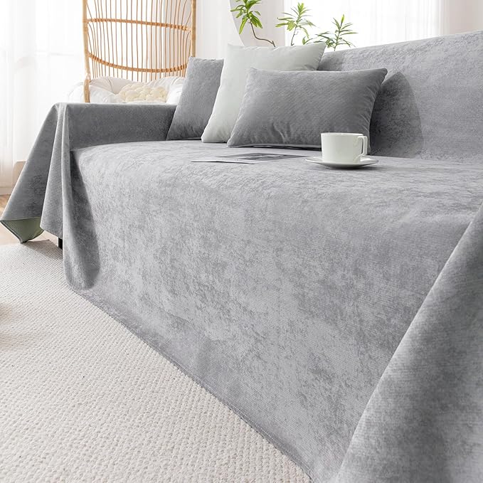 VClife Couch Cover for Dog, Anti Cat Scratch Furniture Protector Washable Sofa Covers for Sectional Sofa, Waterproof Couch Covers for 3 Cushion Couch Sofa,Couch Protector from Cat Claw, Grey, 71"X150"
