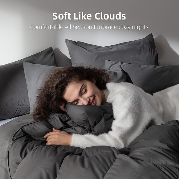 Goose Feather Down Comforter King Size,100% Organic Cotton Duvet Insert,All-Season Luxury Duvet Insert with Baffle Box Design, 750+Fill Power Hotel Collection Bedding Comforter
