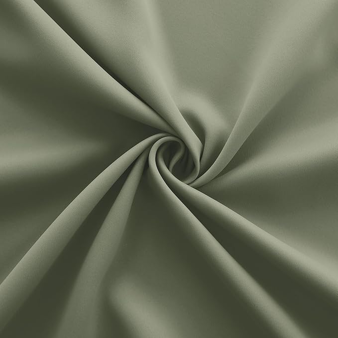 KOUFALL Vintage Curtains Blackout 90 Inch Long for Bedroom,Green Farmhouse Whimsical Looking Plain Solid Color Light Olive William Morris Curtains for Living Room 2 Panel Set