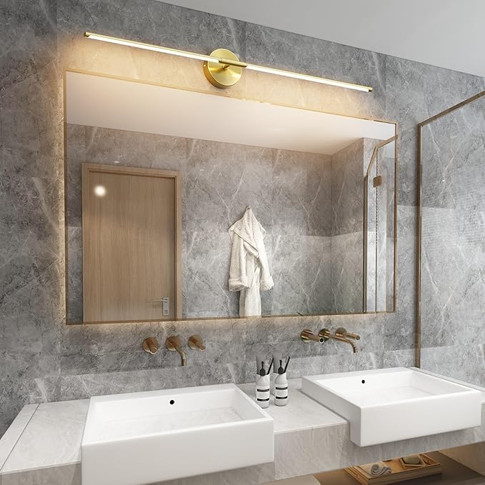 40Inch Hardwired Gold Wall Sconces Set of Two,360ยฐ Rotate Modern Linear Wall Light 30W Gold Vanity Light 3000K for Bathroom, Living Room(2 Pack)