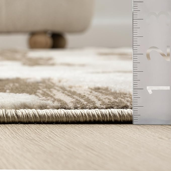 Abani Terra Area Rug for Living Room, Bedroom - Abstract Pattern - Brown Cream - 4' x 6' - Durable & Easy to Clean