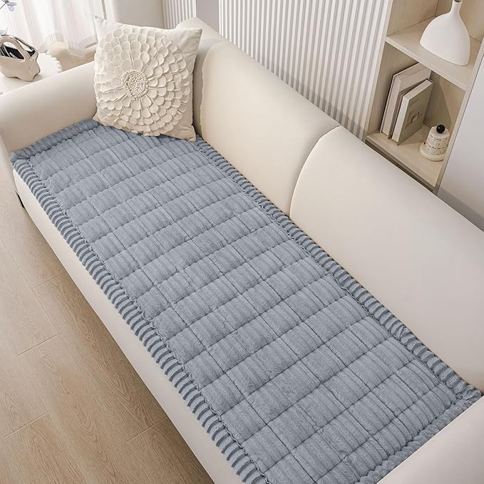 Smiry Couch Cover for Dogs Washable, Non Slip Fuzzy Pet Couch Covers for 3 Cushion Sofa Pet Friendly, Thick Soft Sofa Slipcovers Cushion Protector (Grey, 27.6" x 47")