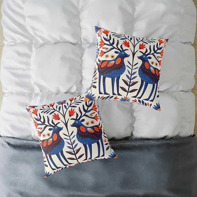 Square Pillow, Scandinavian Folk Art Design, Throw Cushion, Home Decor Accent, Cozy Sofa Pillow, Nordic Decor