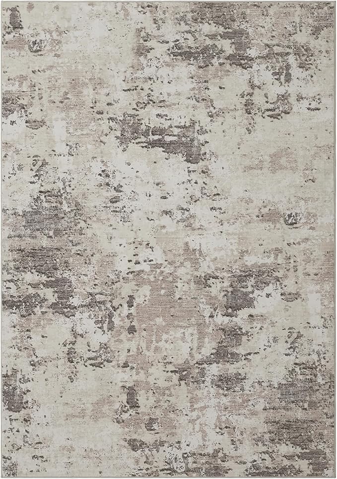 Modern Abstract 2x3 Area Rug Non Slip Non Shedding Low Pile Stain Resistant Rug for Entryway Kitchen Bedroom,Brown Grey