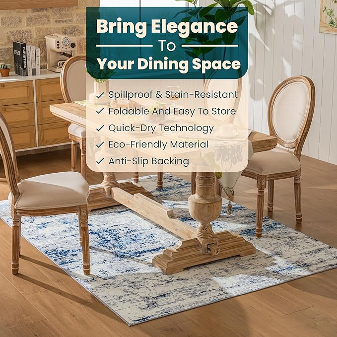 Istana 5x7 Area Rug - Blue/White Rugs for Living Room 5x7 - Foldable Rugs for Bedroom - Stain Resistant Washable Rug - Eco-Friendly Boho Area Rugs - Easy to Clean Living Room Rug
