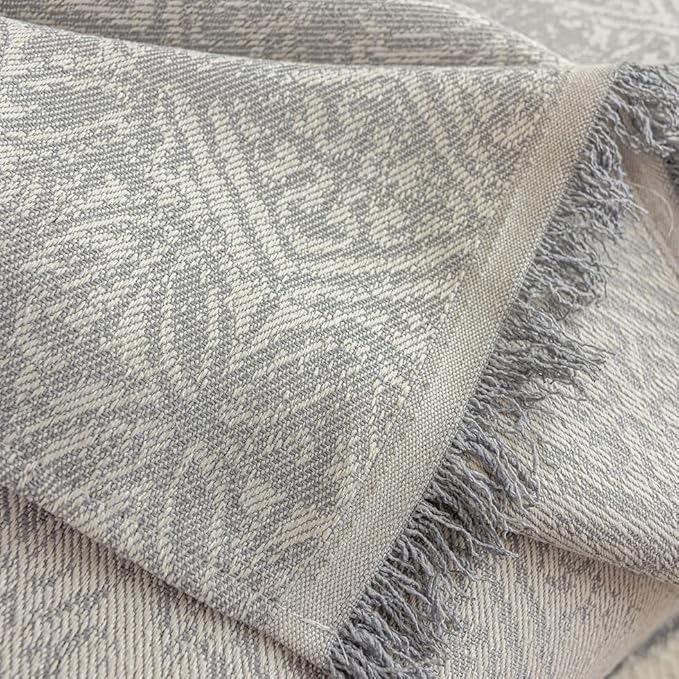ROOMLIFE Gray Couch Cover Boho Sofa Covers for 3 Cushion Couch Washable, Furniture Protector Sofa Couch Cover for Dogs, Soft Breathable Sofa Slipcover, Couch Throw Blankets with Tassels 71''X134''