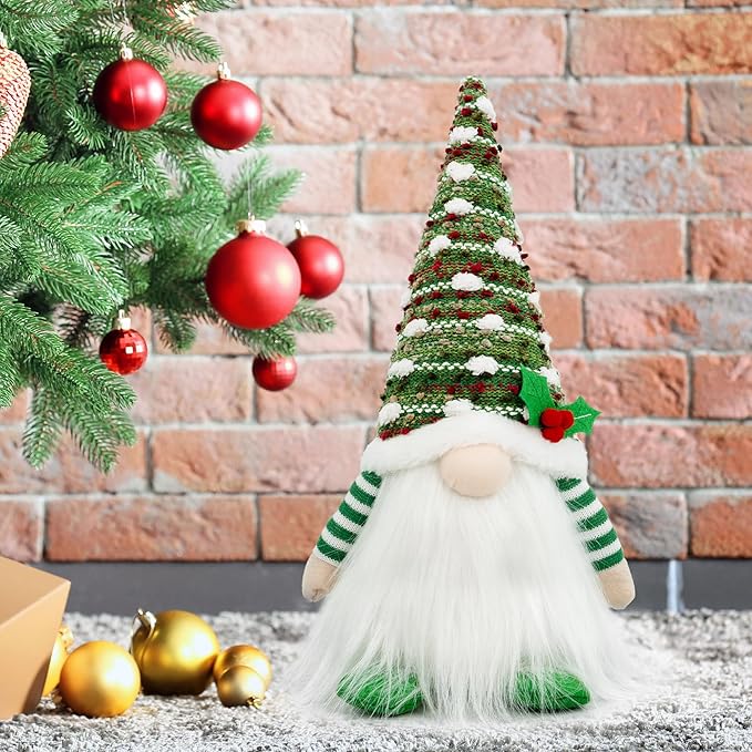 Gnome Christmas Decorations, Handmade Christmas Ornaments Swedish Tomte Elf Stuffed Dwarf for Home Holiday Decor, Thanksgiving Valentines Birthday Plush Gnome Gifts for Women