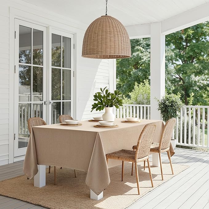 MIULEE Brown Linen Polyester Tablecloth 60x104 Inch Rectangle Table Cloth Waterproof,Stain Resistant & Wrinkle Resistant for Dining Party Wedding