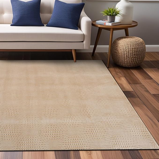 Modern Beige Non Slip Rug Solid 4x6 Non Skid Soft Rubber Back Area Rugs for Living Room Kitchen Bedroom Bathroom Dining Room Easy Cleaning Stain Resistant Non Shedding Carpet 4 x 6