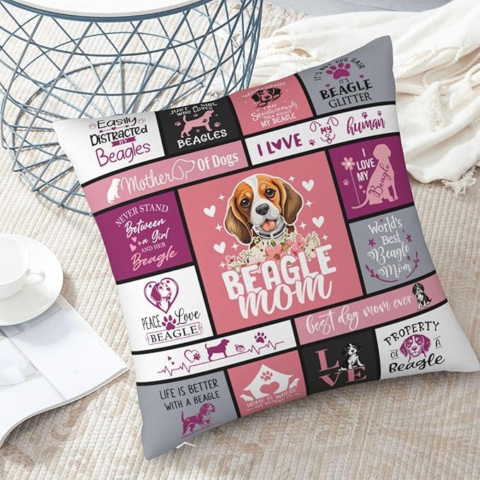 Christmas Beagle Gifts for Women, Funny Beagle Themed Gifts for Beagles Lovers, Best Beagles Mom Gift for Christmas, Xmas, Dog Mom Gift for Beagle's Owner Throw Pillow Cover 18x18 Inches