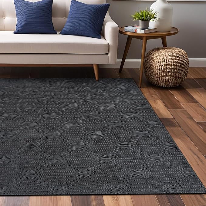 Modern Dark Gray Non Slip Rug Solid 4x6 Non Skid Soft Rubber Back Area Rugs for Living Room Kitchen Bedroom Bathroom Dining Room Easy Cleaning Stain Resistant Non Shedding Carpet 4 x 6